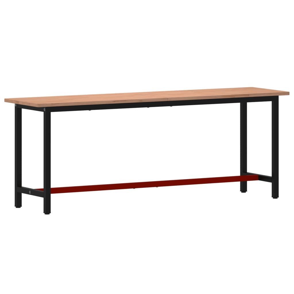 vidaXL Werkbank Werkbank 220x55x81,5 cm Massivholz Buche und Metall, (1-tlg)