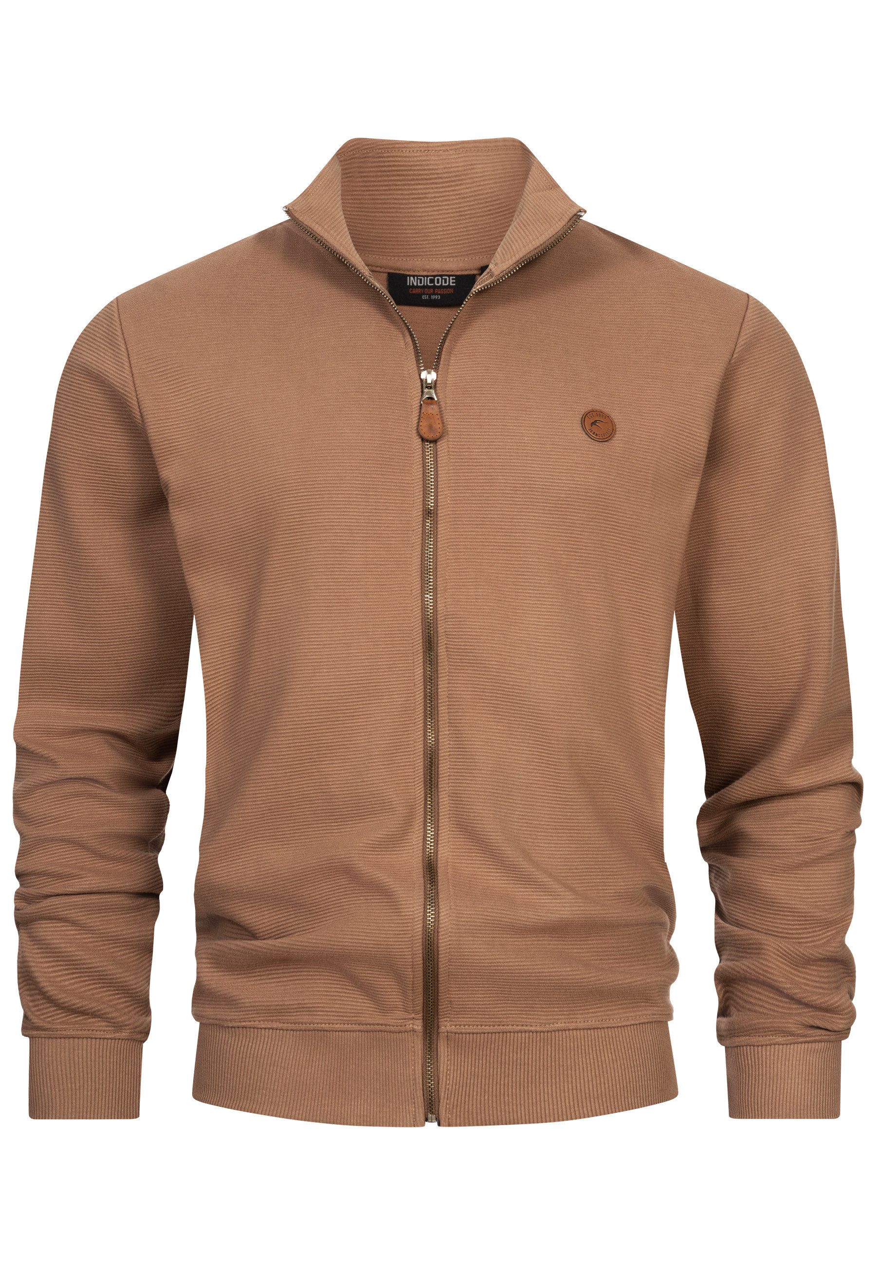 Indicode Sweatjacke Herren INGuadalupe Cardigan Herrenstrickjacke mit dezentem Logoprint auf der Brust