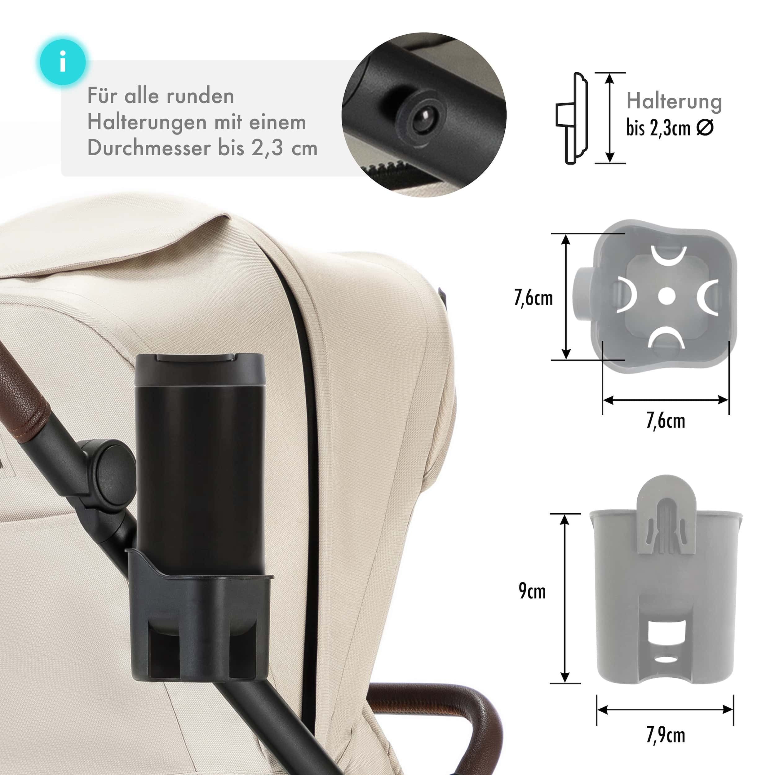 Daliya® Becherhalter NEOMOVE Flaschen- und Becherhalter – Universell für Kinderwagen, Getränkehalter für Kinderwagen mit runder Halterung, viele Modelle