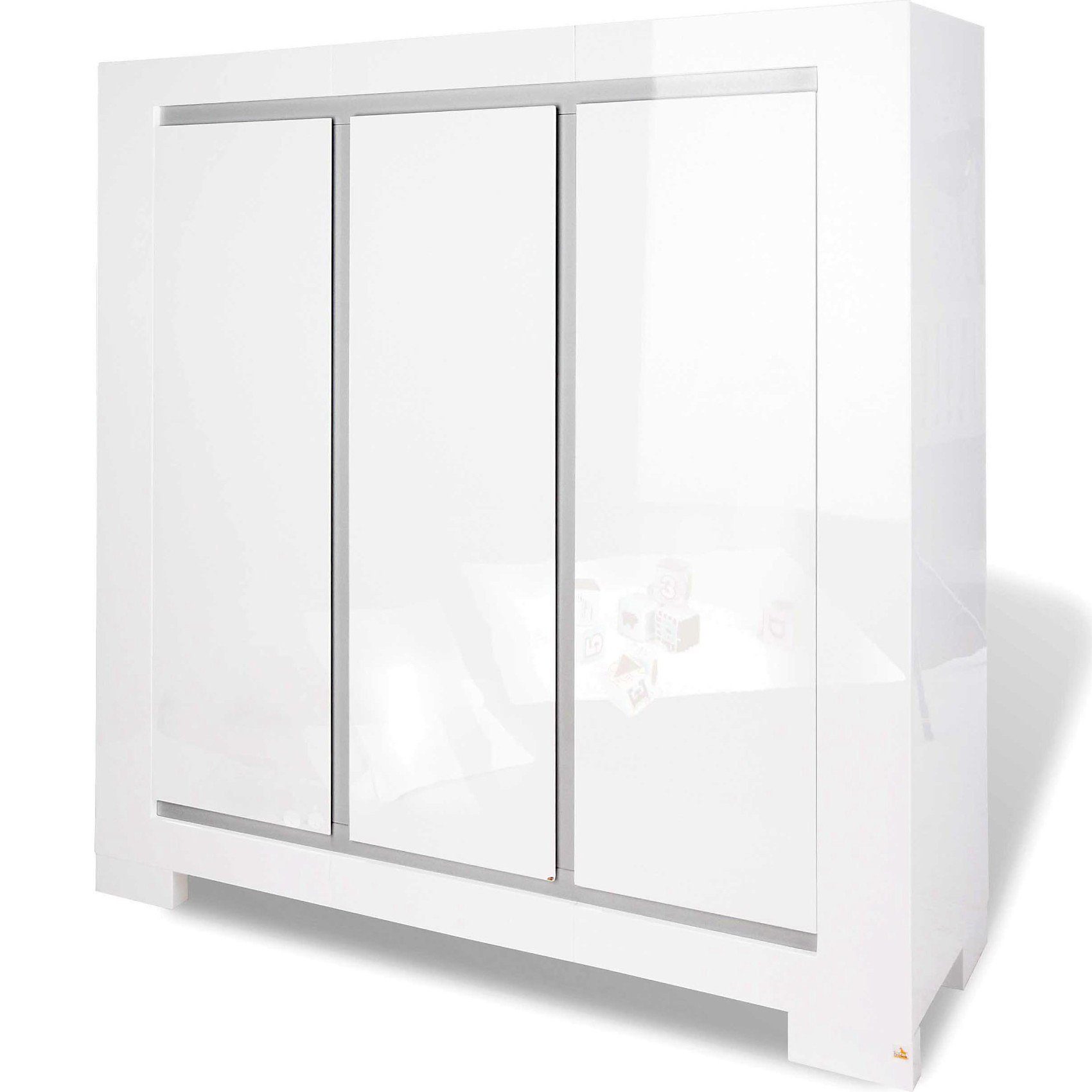 Pinolino Kleiderschrank SKY - 3-türig, Weiß/Hochglanz
