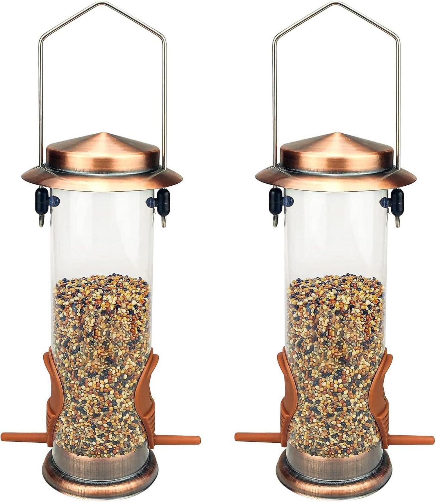 Vogelhaus Vogelfutterspender Metall Kupfer wetterfest 2er Packung