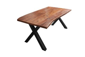 SAM® Esstisch Argos, Baumkante Tisch massiv Akazie X-Gestell