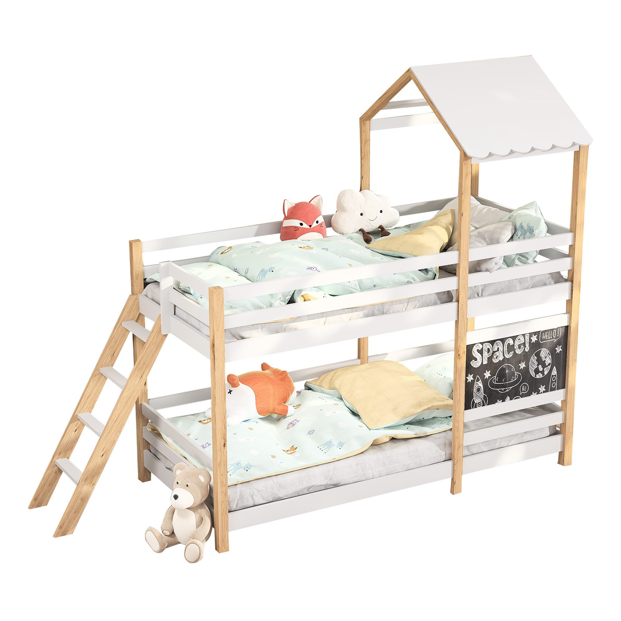 FUROKOY Etagenbett 90x200cm Etagenbett Hausbett mit günstig online kaufen