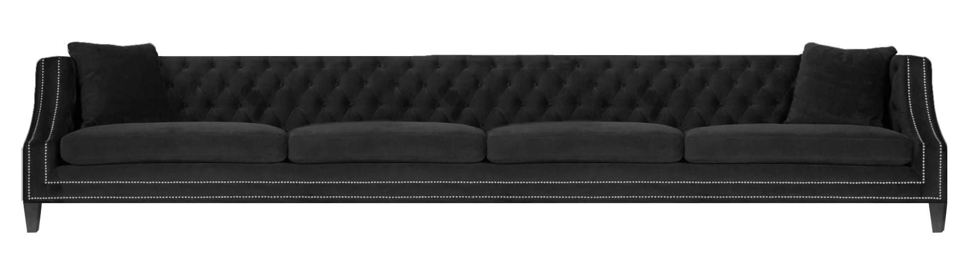Xlmoebel Chesterfield-Sofa Modernes Chesterfield Textil-Sofa für vier Personen in Schwarz, Hergestellt in Europa