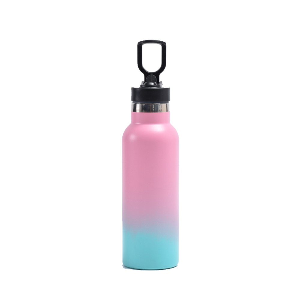 GelldG Becher Trinkflasche Edelstahl, auslaufsicher, Thermoskanne mit Strohhalm rosa,Blau