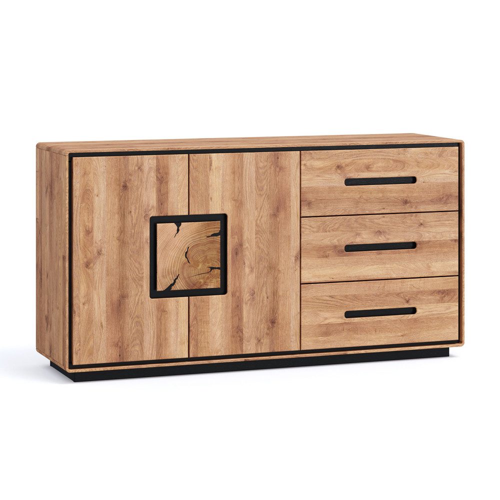 Lomadox Sideboard WOODBRIDGE-69, in Eiche massiv geölt, 146 cm breit, Hirnholz, montiert