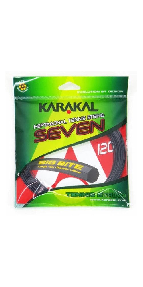 Karakal Tennissaite Big Bite Seven 120 (Kontrolle+Spin) schwarz 12m Set, Saitendicke: 1.20