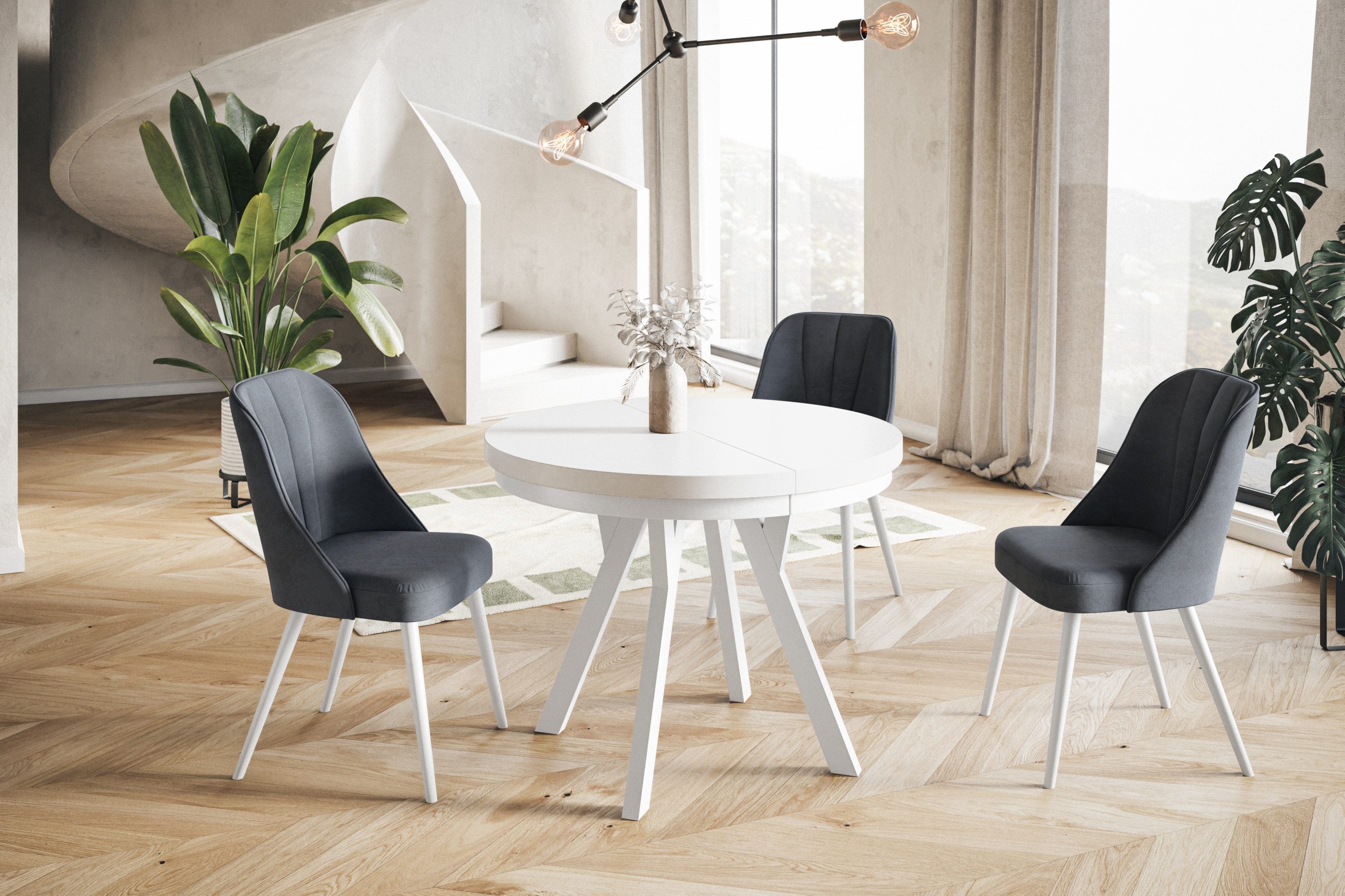 Alpi-Möbel Esstisch Wohnzimmertisch - Ausziehbarer runder Tisch 80-120 cm - günstig online kaufen