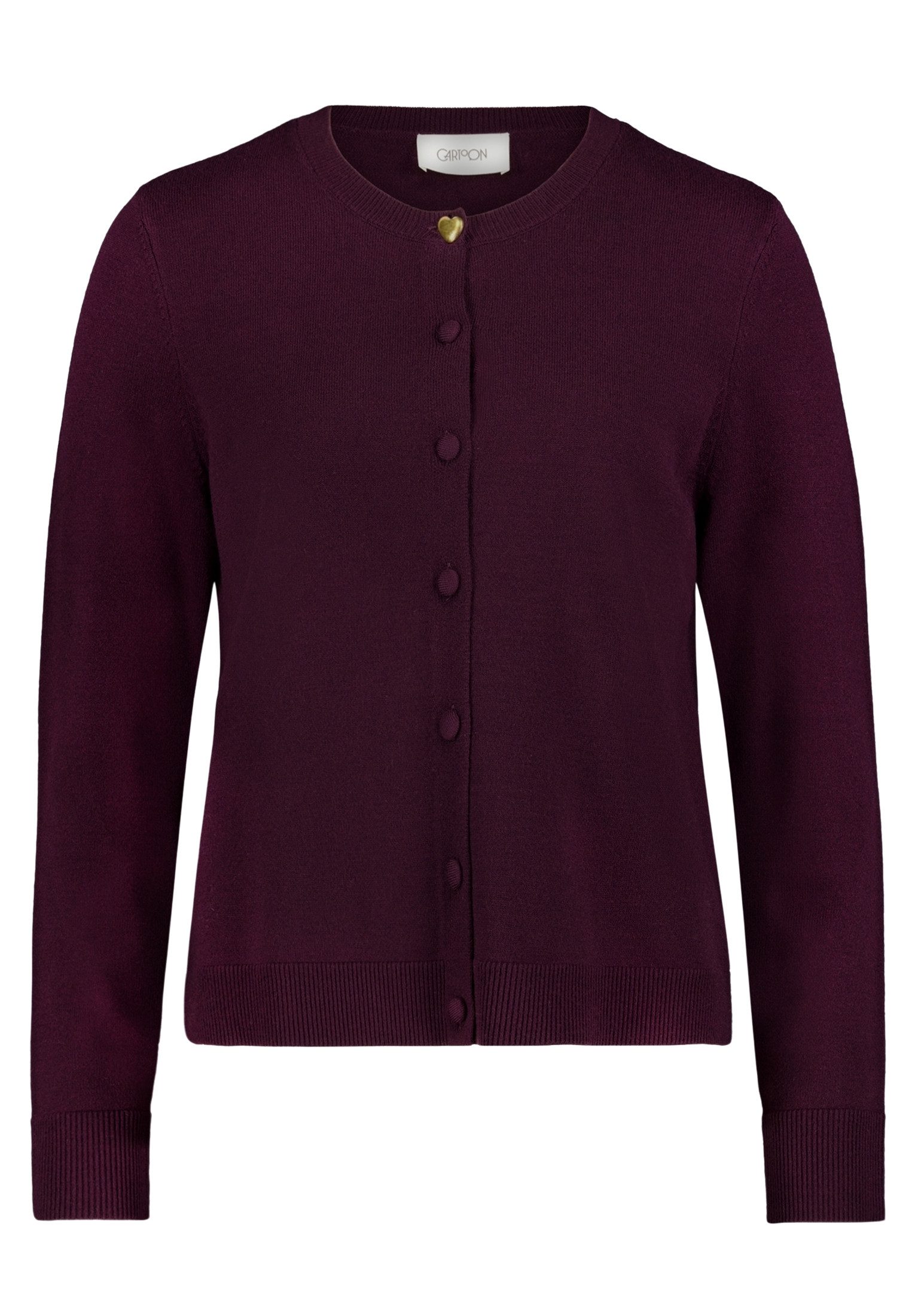 Cartoon Strickjacke Damen mit Rundhalsausschnitt (1-tlg)