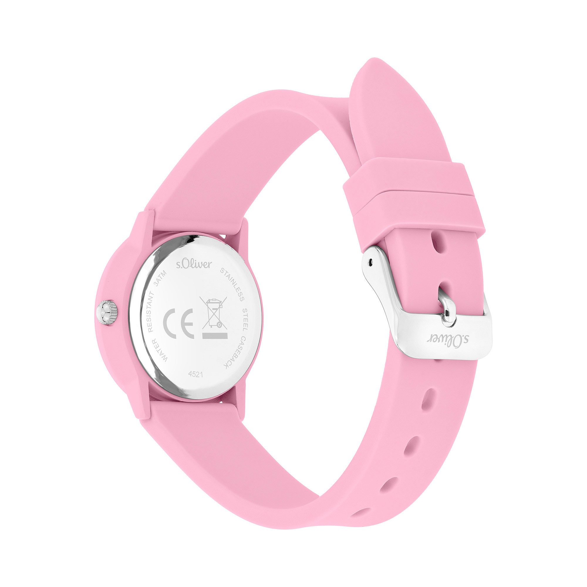 s.Oliver Quarzuhr The Little Spark SO-4521-PQ, Armbanduhr, Silikonarmband, Kinderuhr, Mädchen, analog