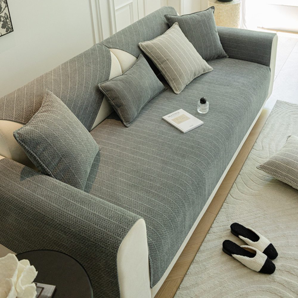 NUODWELL Sofabezug Chenille Sofabezug 1 2 3 4 Sitzer, rutschfest L Form Eck günstig online kaufen