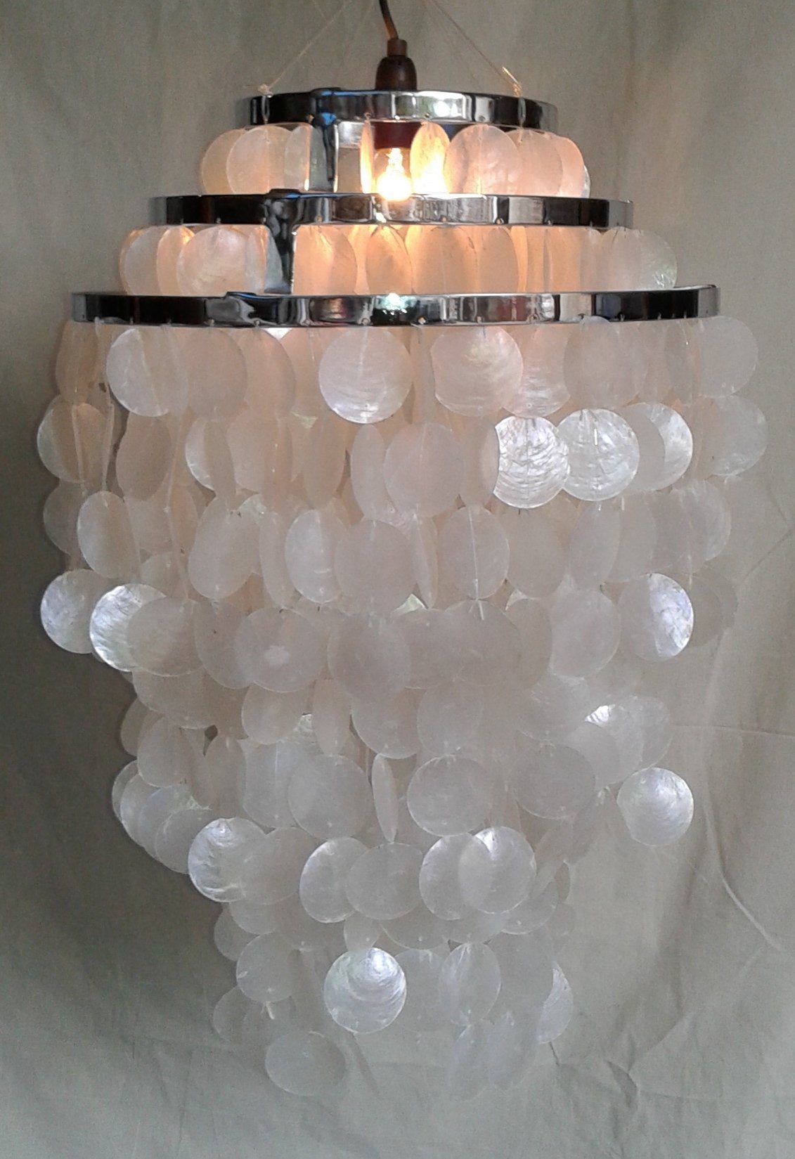 Guru-Shop Deckenleuchten Deckenlampe, Muschelleuchte aus hunderten.., Leuchtmittel nicht inklusive Modell Sangria chrome