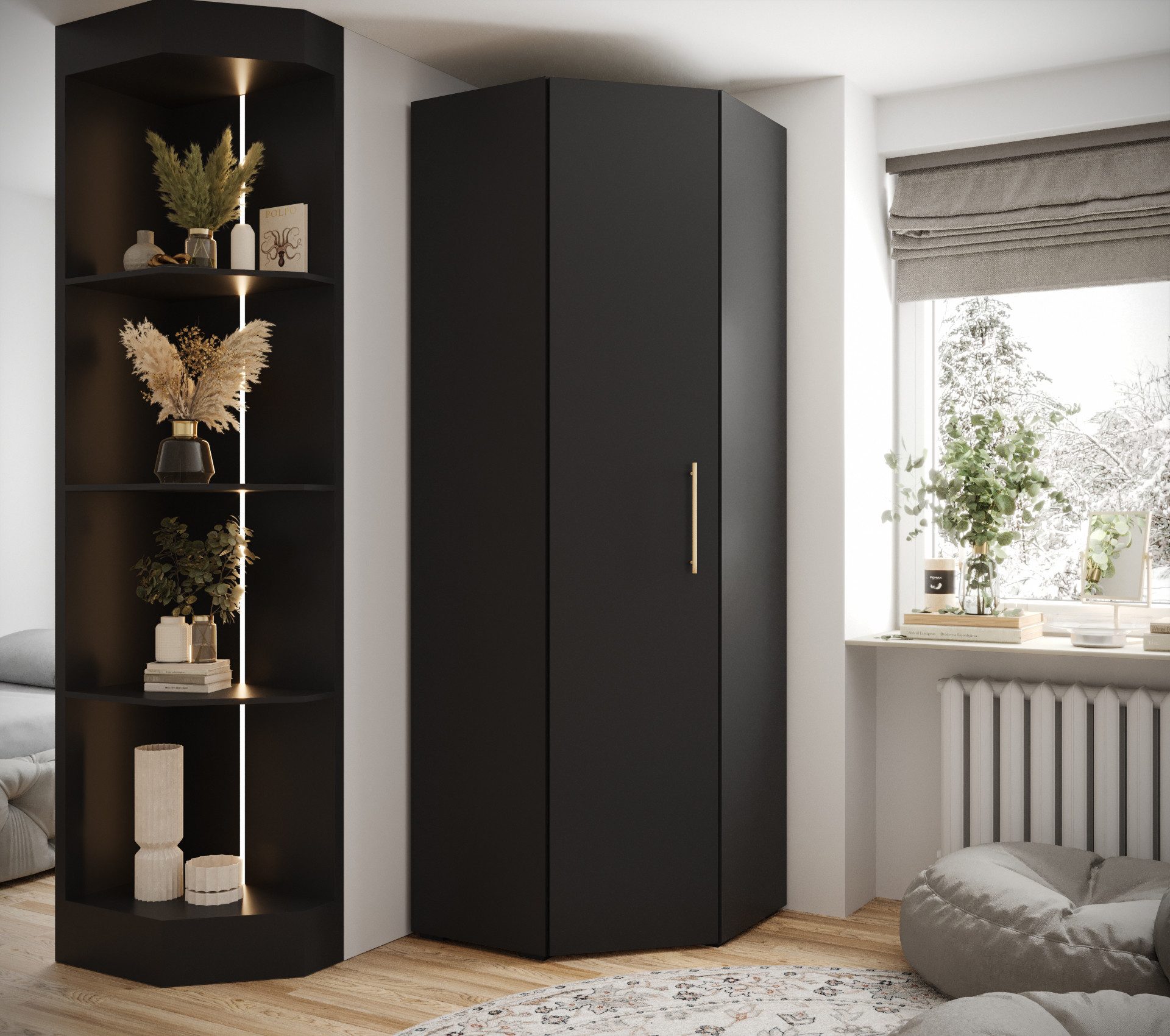 ABIKS MÖBEL Eckschrank Inova 3 Eckkleiderschrank mit Kleiderstange und Rega günstig online kaufen