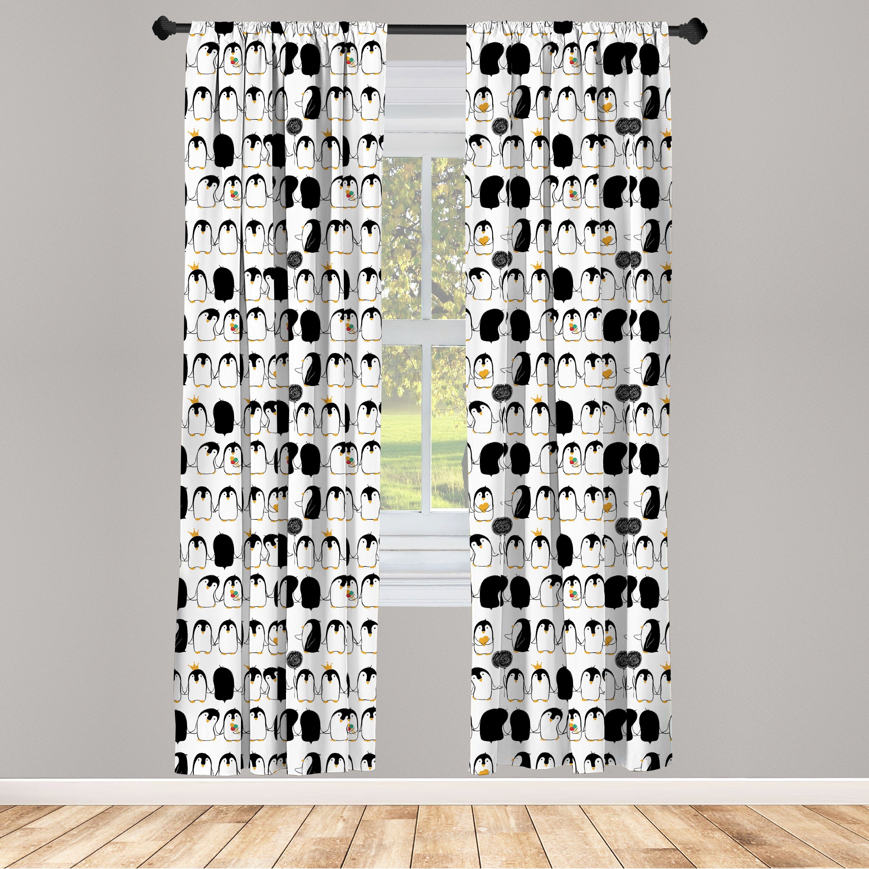 Gardine Vorhang für Wohnzimmer Schlafzimmer Dekor, Abakuhaus, Microfaser, Penguins Nursery Tierische Liebe