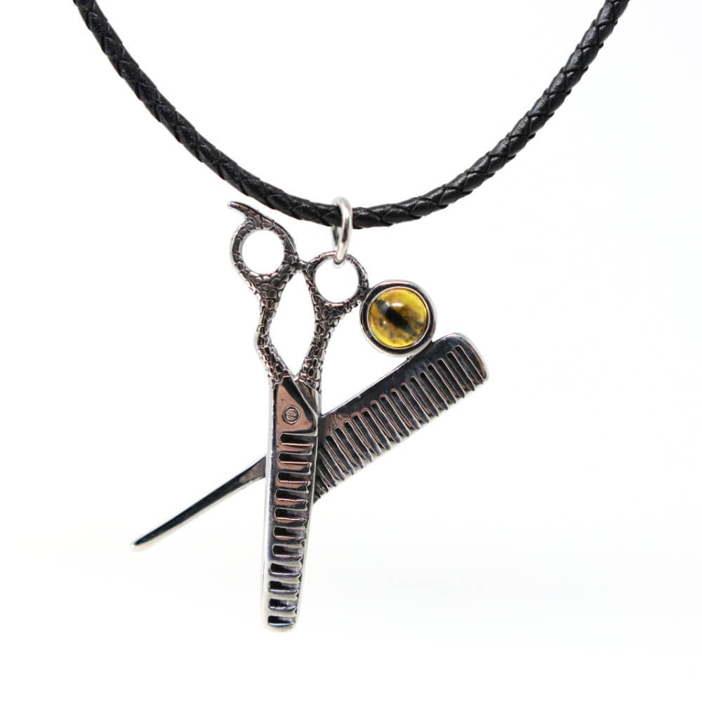 Kette mit Anhänger Lederkette Edelstahlkette 316L SCHERENKAMM