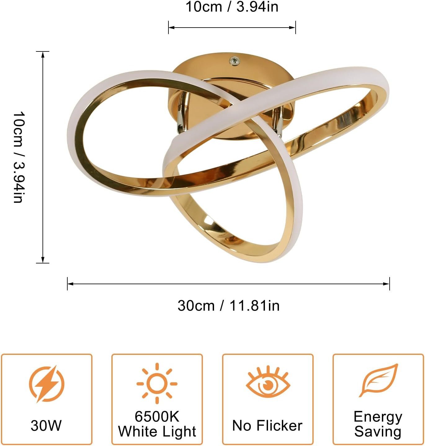 Riserva LED Deckenleuchte Kleeblatt Design LED Deckenleuchte Gold 30cm 30W 6500K