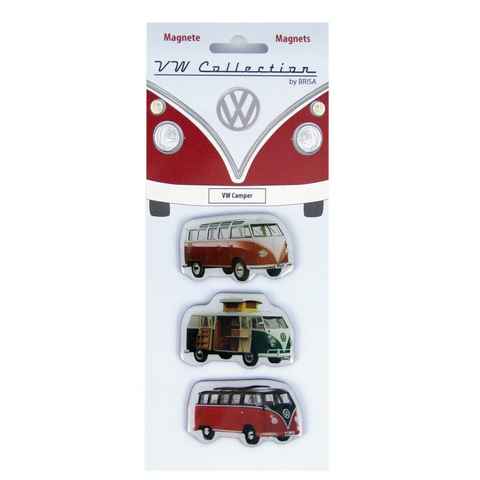 VW Collection by BRISA Magnet Kühlschrankmagnete mit VW Bulli T1 Motiven (3-St), Pinnwand-Magnete mit Campern