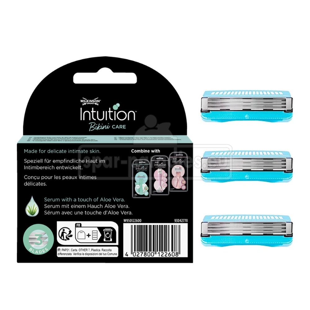 Wilkinson Rasierklingen Wilkinson Intuition Bikini Care Rasierklingen, 3er Pack, 3-tlg., mit aufschäumenden Hautconditioner