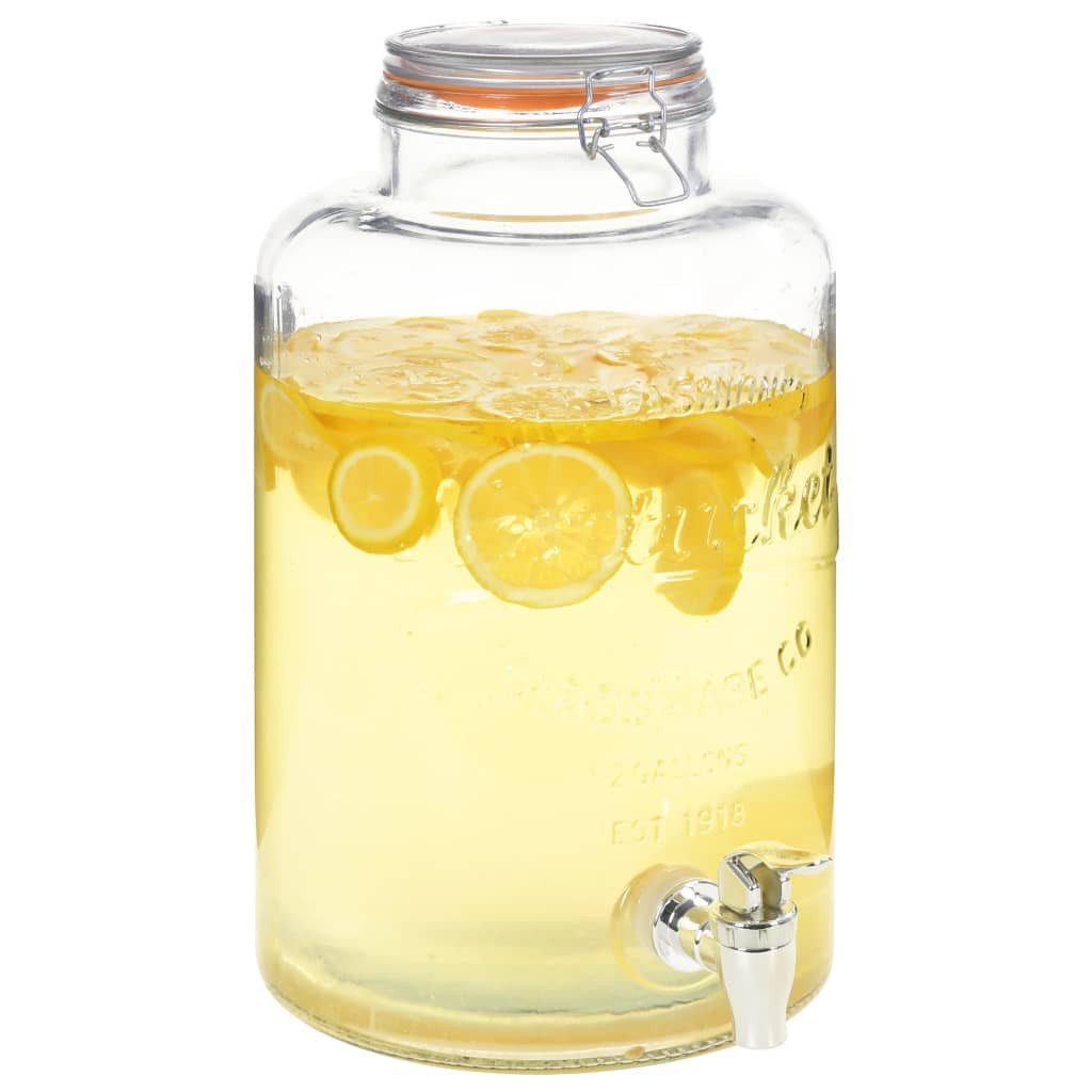 Getränkespender Wasserspender XXL mit Zapfhahn Transparent 8 L Glas