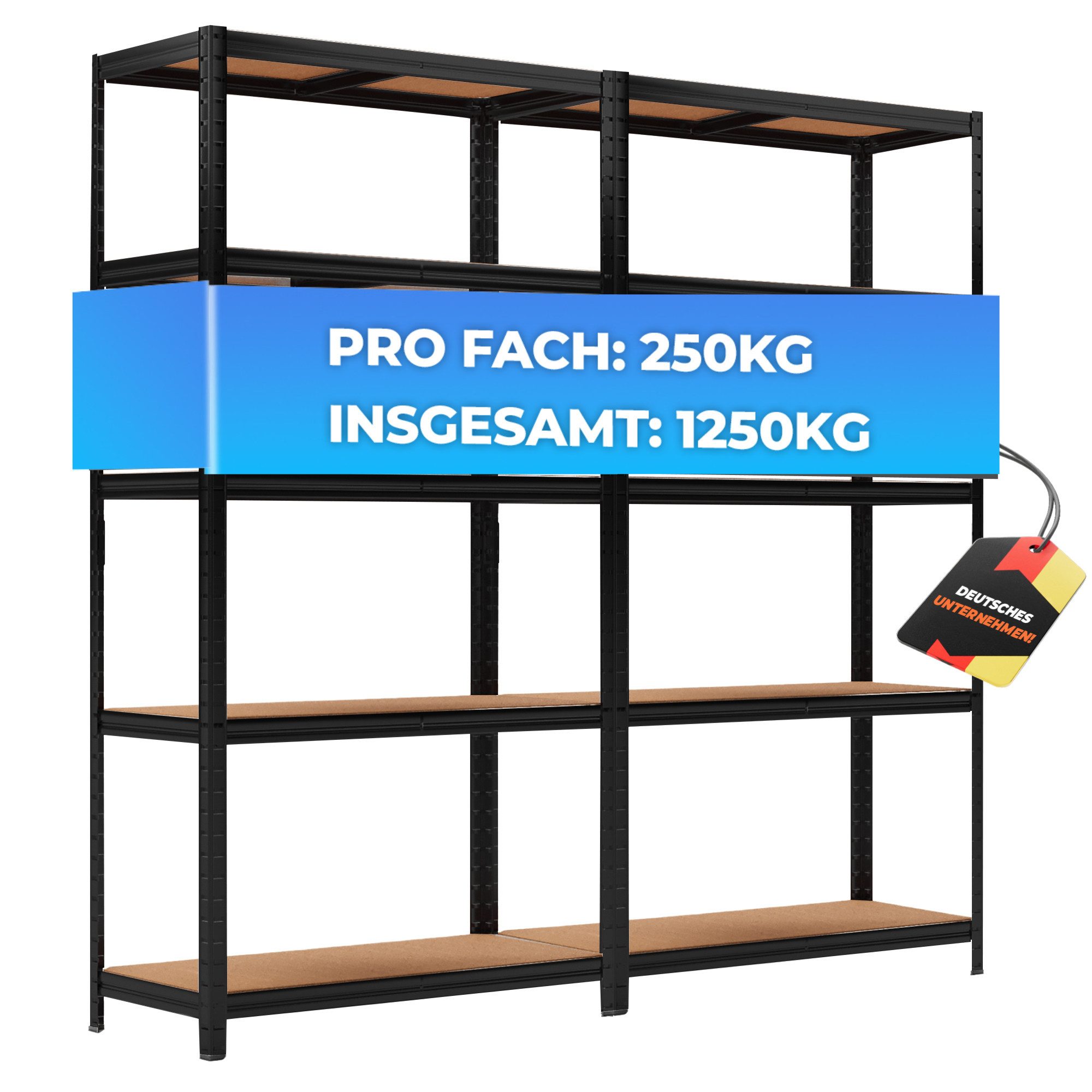 ALL Schwerlastregal 180x90x40 cm, 2er-Set, 2500kg Traglast ideal für Lager & Keller