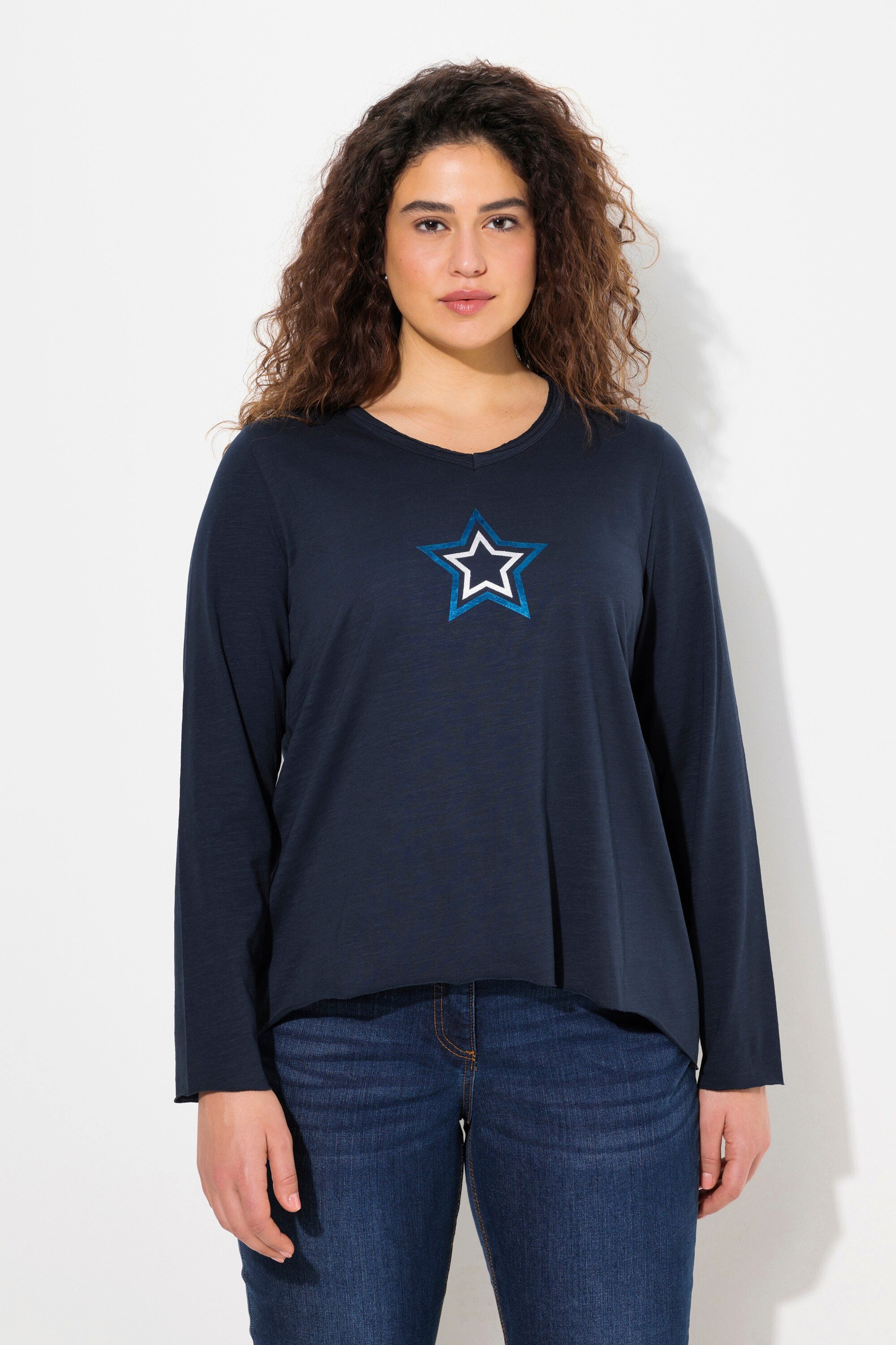 Ulla Popken T-Shirt Shirt Stern Rollkanten günstig online kaufen
