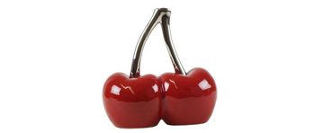 GILDE Dekofigur Gilde, "Double Cherry" aus Keramik rot/silber glasiert 36439