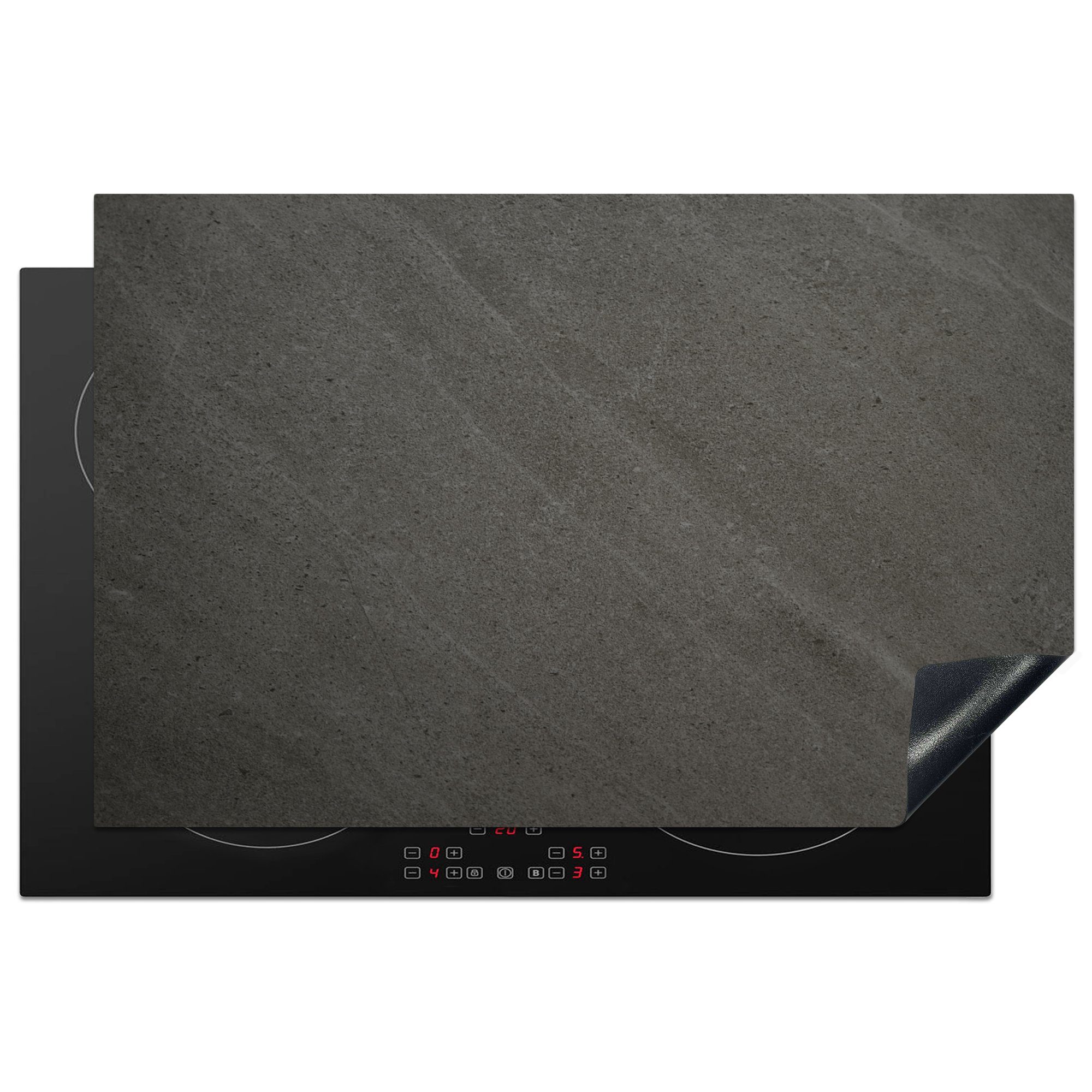 MuchoWow Herdblende-/Abdeckplatte Granitdruck - Muster - Grau, Vinyl, (1 tlg), 81x52 cm, Induktionskochfeld Schutz für die küche, Ceranfeldabdeckung