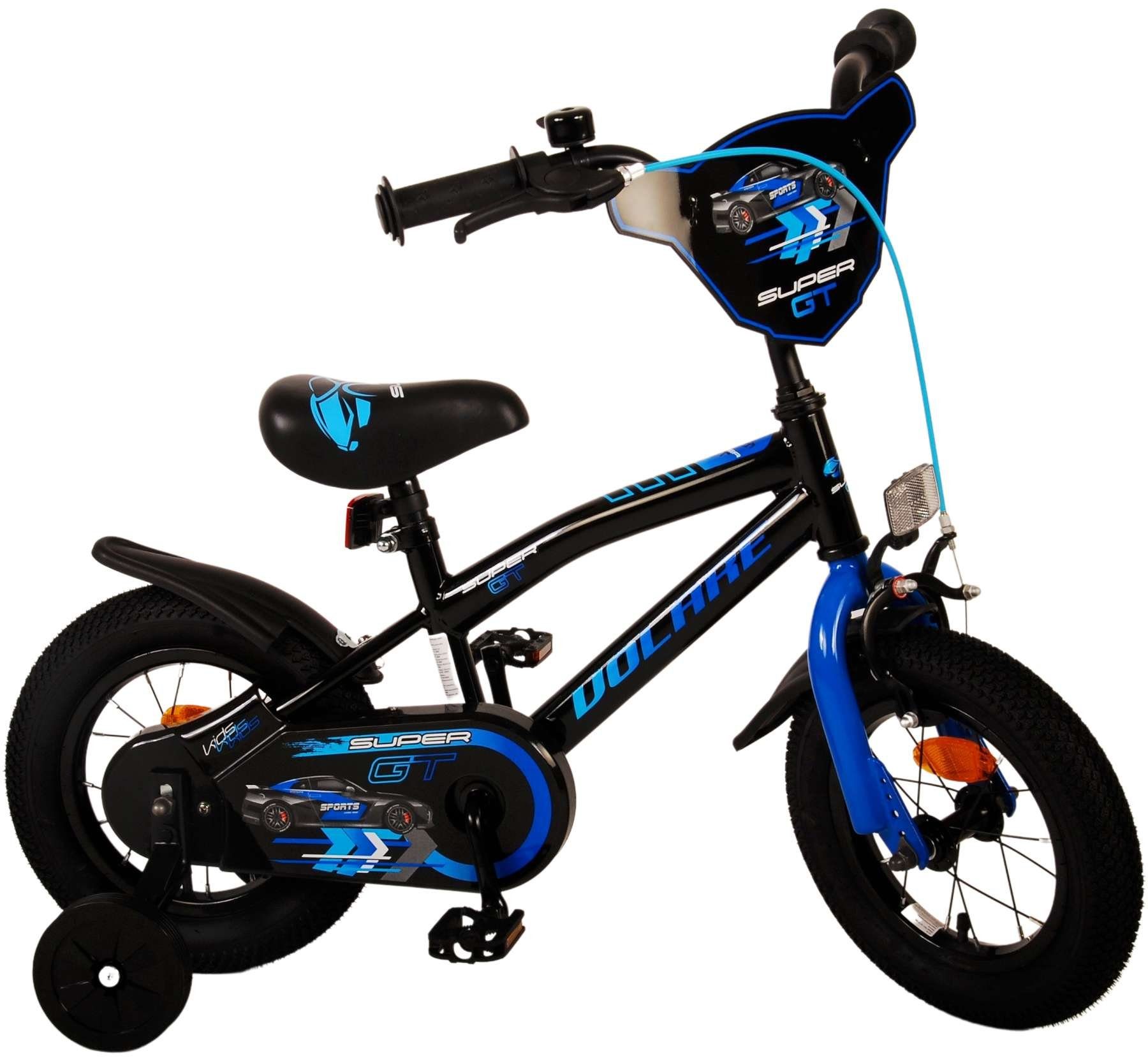 Volare Kinderfahrrad Super GT - Jungen - verschieden Größen und Farben - Rücktrittbremse, bis 60 kg, 85% zusammengebaut, 12, 14 oder 16 Zoll, 3 - 4,5Jahre Blau