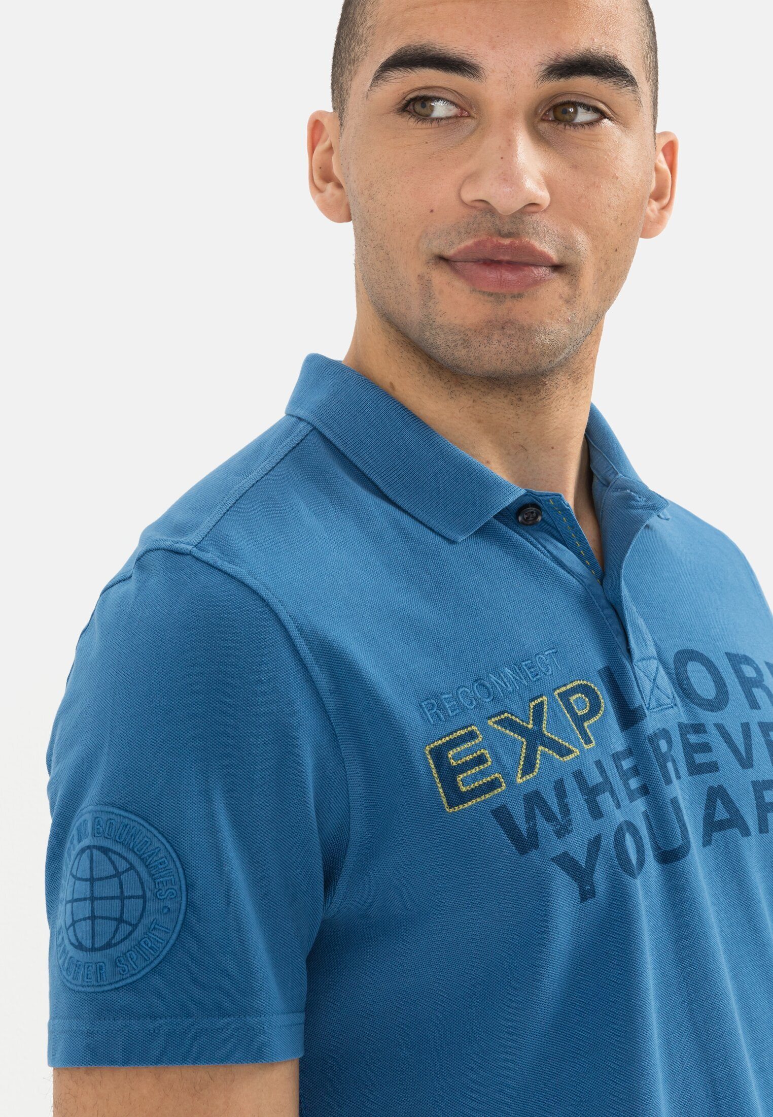 Shirts_Poloshirt Baumwolle Blau active Poloshirt aus camel
