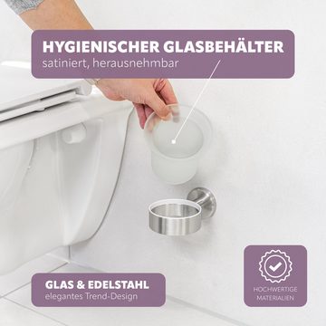 bremermann WC-Reinigungsbürste Bad-Serie PIAZZA- WC-Garnitur, Edelstahl matt & Glas