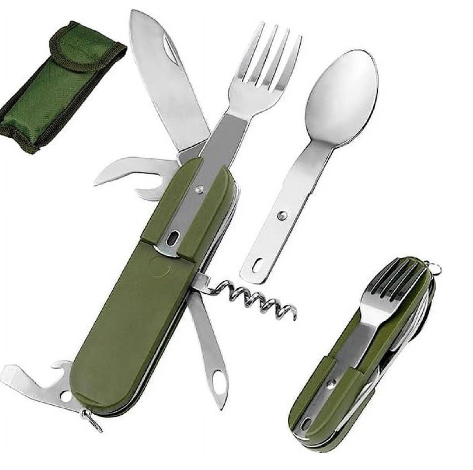 BAYLI Campinglöffel 7 in 1 Campingbesteck klappbar - Reise Besteck - Klappbesteck für