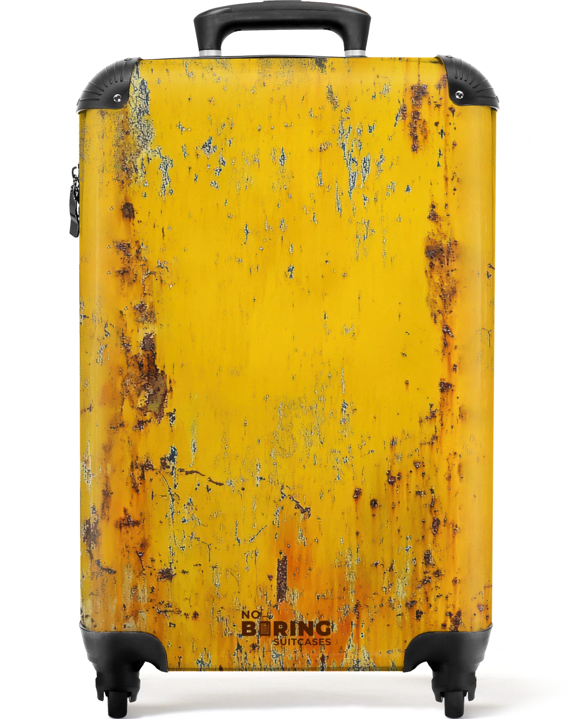 NoBoringSuitcases.com© Hartschalen-Trolley Abgeblätterter gelber metallisch günstig online kaufen