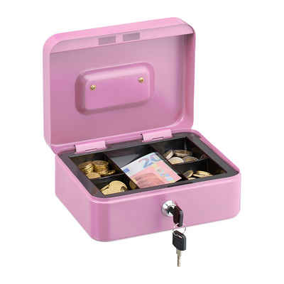 relaxdays Geldkassette Abschließbare Geldkassette, Pink