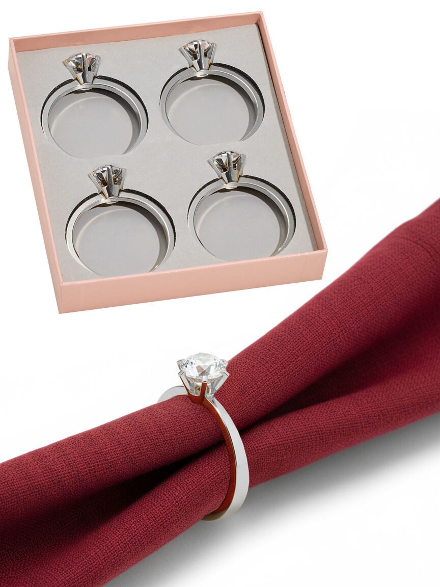 Dekorieren macht glücklich Serviettenring Serviettenring Diamant mit Box, (4er-Set), Glasstein; in Diamantform; facettiert & geschliffen