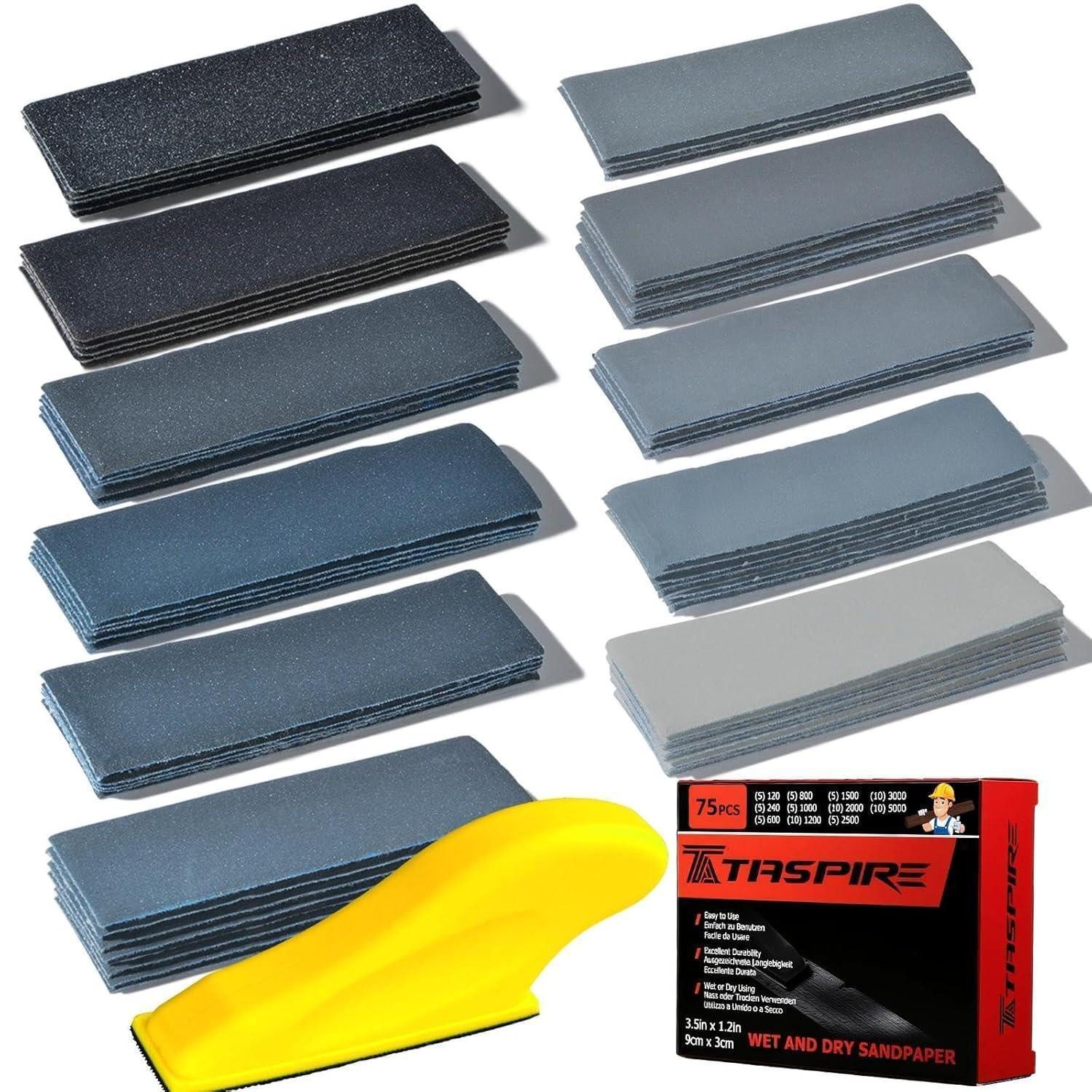 LuxusKollektion Schleifpapier Schleifpapier nass und trocken 75 Stück Körnung 120-5000 9x3 cm