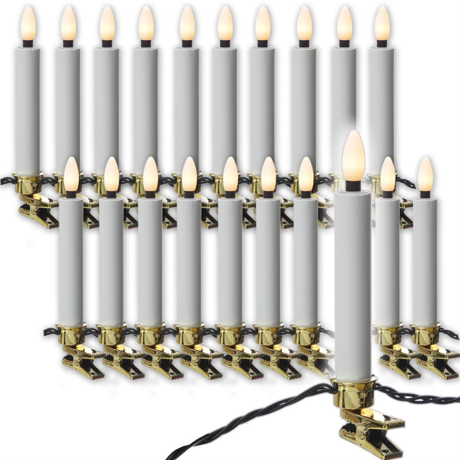 MARELIDA LED-Christbaumkerzen Weihnachtskerzen Lichterkette Weihnachtsbaum 20 Baumkerzen 9,5m Außen, 20-flammig