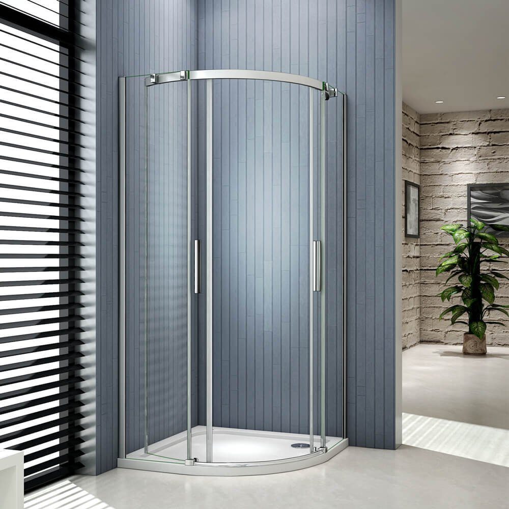 duschspa Runddusche Glastür Duschtür Viertelkreis Schiebetür Runddusche Duschkabine Glas, BxT: 90x90 cm, Sicherheitsglas, Set, ebenerdiger Einbau möglich