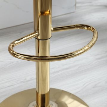 Ulife Barhocker höhenverstellbar, 360 Grad drehbar, Samt, mit goldenen Metallbeinen (Set, 2 er), mit Fußstütze