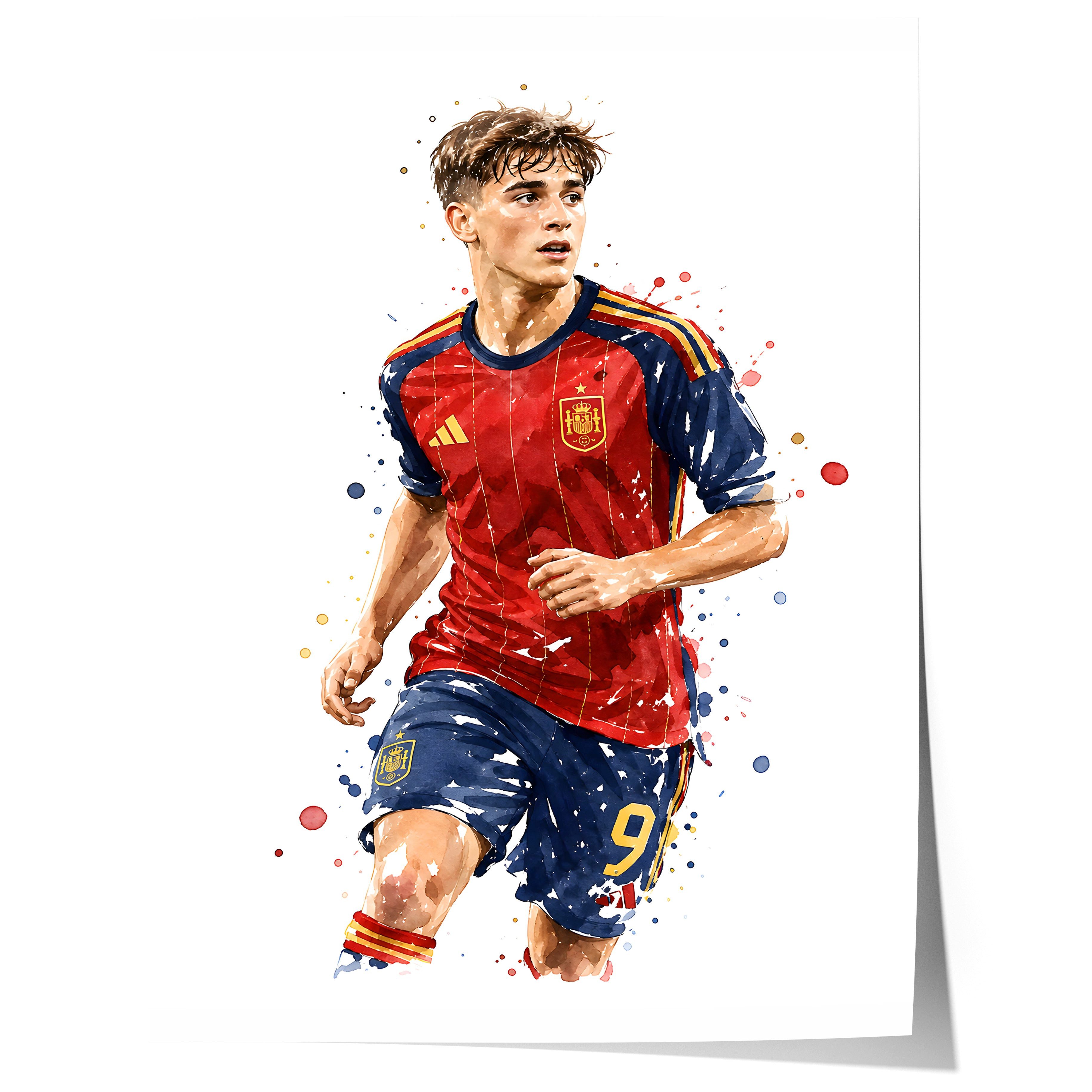 JUSTGOODMOOD Poster Spanien Fussball Geschenkidee Aquarell Sport Wandbild Deko Print ohne, (1 St)