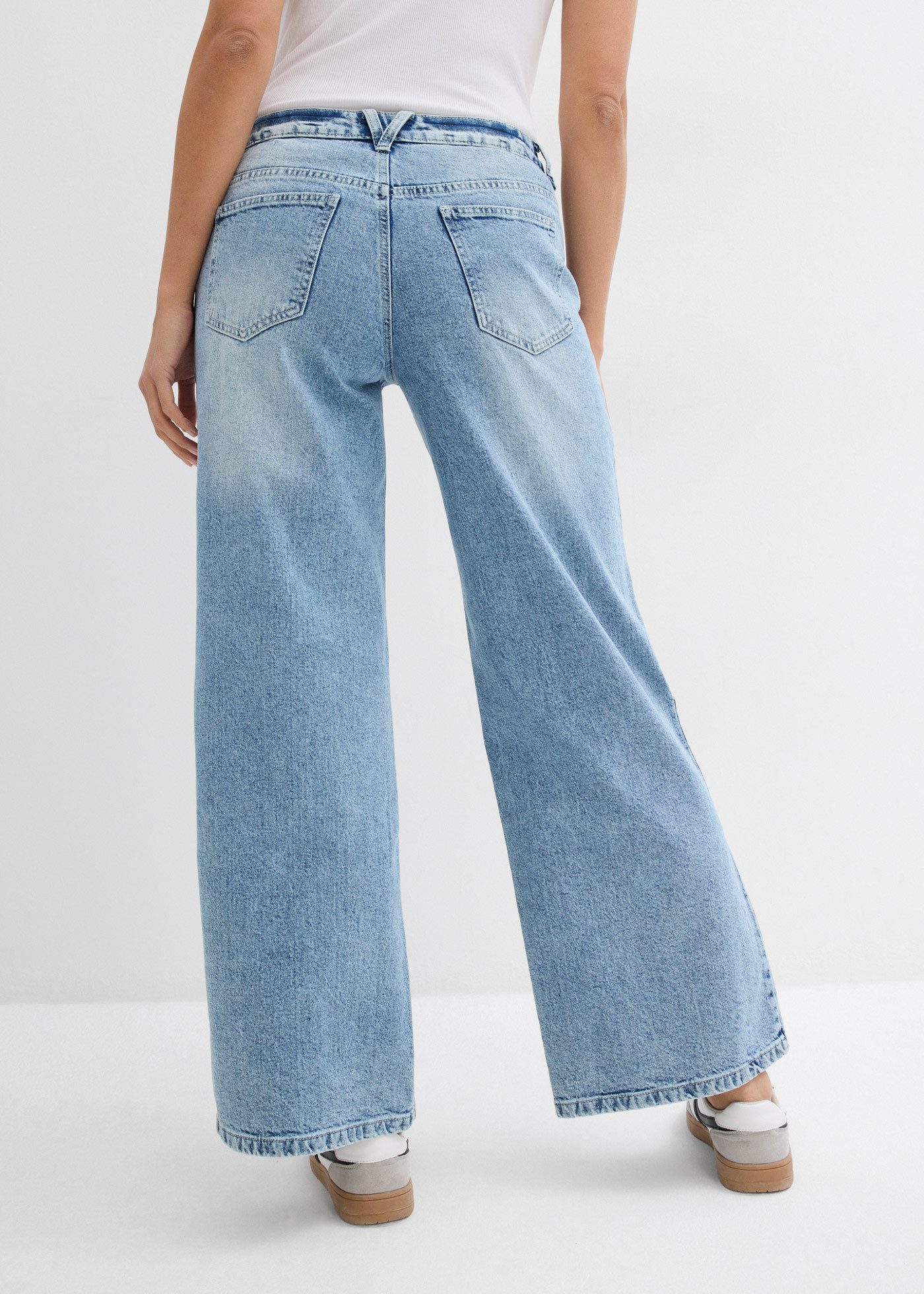 bonprix Weite Jeans (1-tlg) mittlere Bundhöhe, aus festem Baumwoll-Denim, mit Zip Fly und Knopf