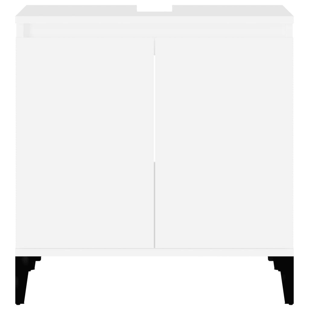 vidaXL 58x33x60 Weiß (1-St) Holzwerkstoff cm Waschbeckenunterschrank Badezimmerspiegelschrank