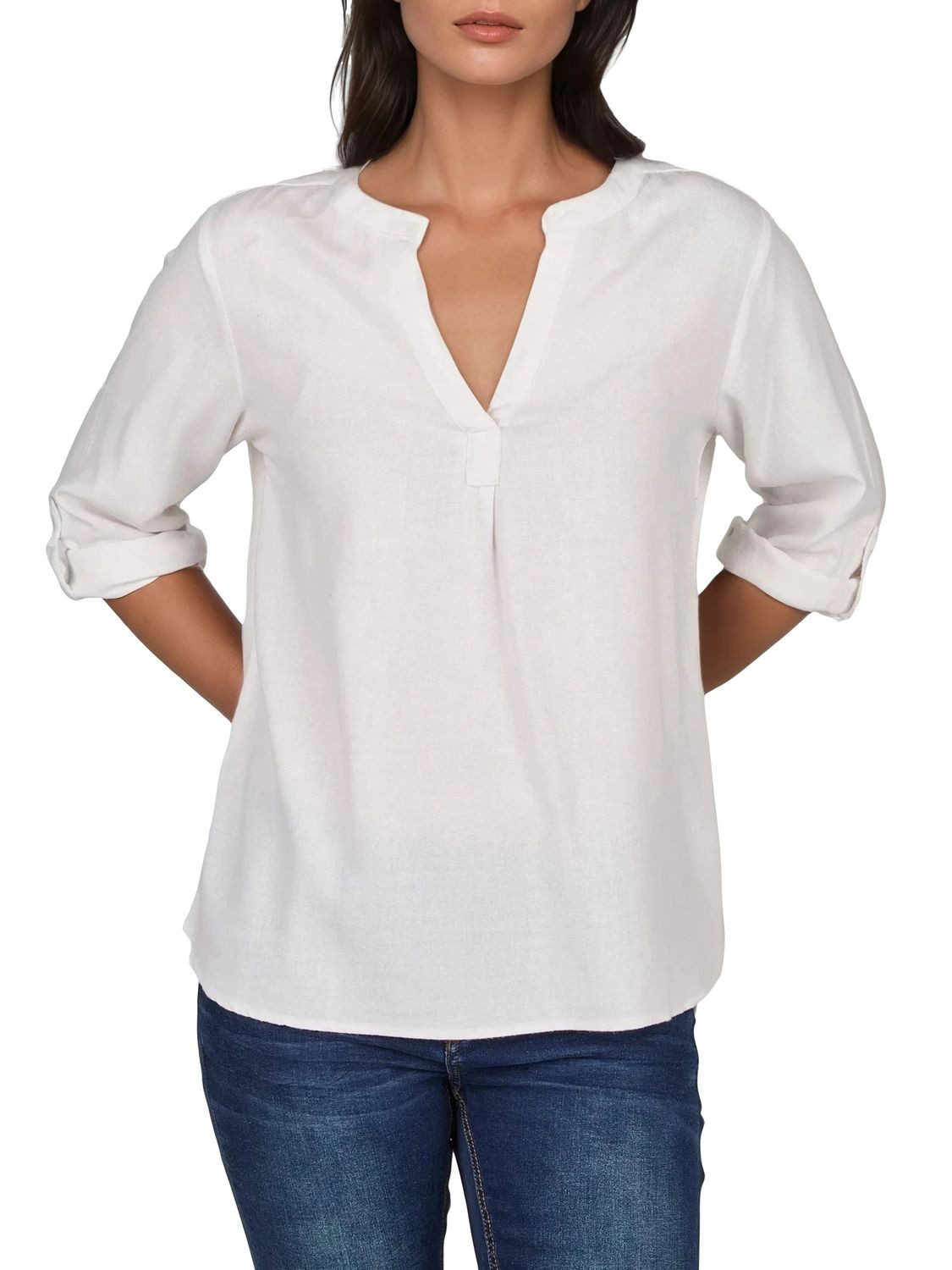 Hemdbluse Damen Leinen Bluse DFSara Regular Fit