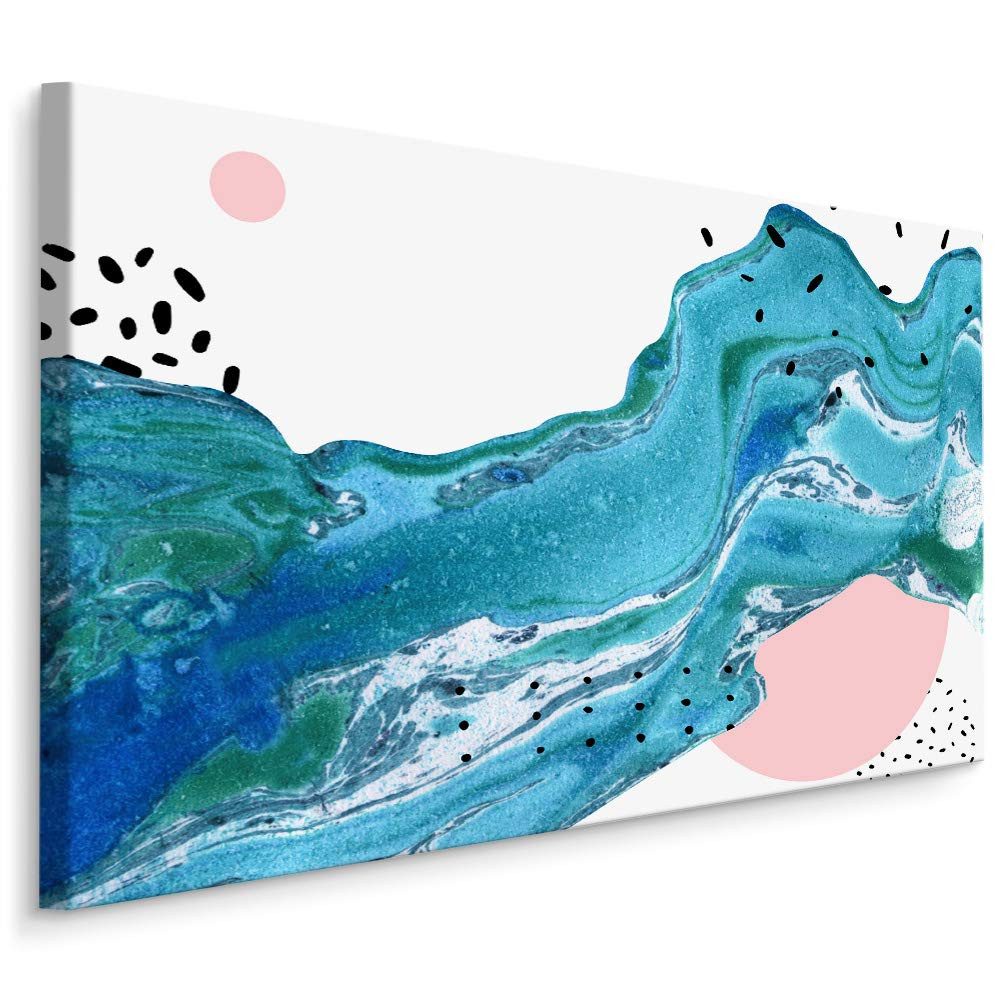 Muralo Leinwandbild Abstrakt – Leinwandbild Wandbild Kunstdruck Wohnzimmer, Abstrakt (1 St), Abstrakte Wellen – Abstrakte Kunst, 30 x 20 cm, aufhängefertig