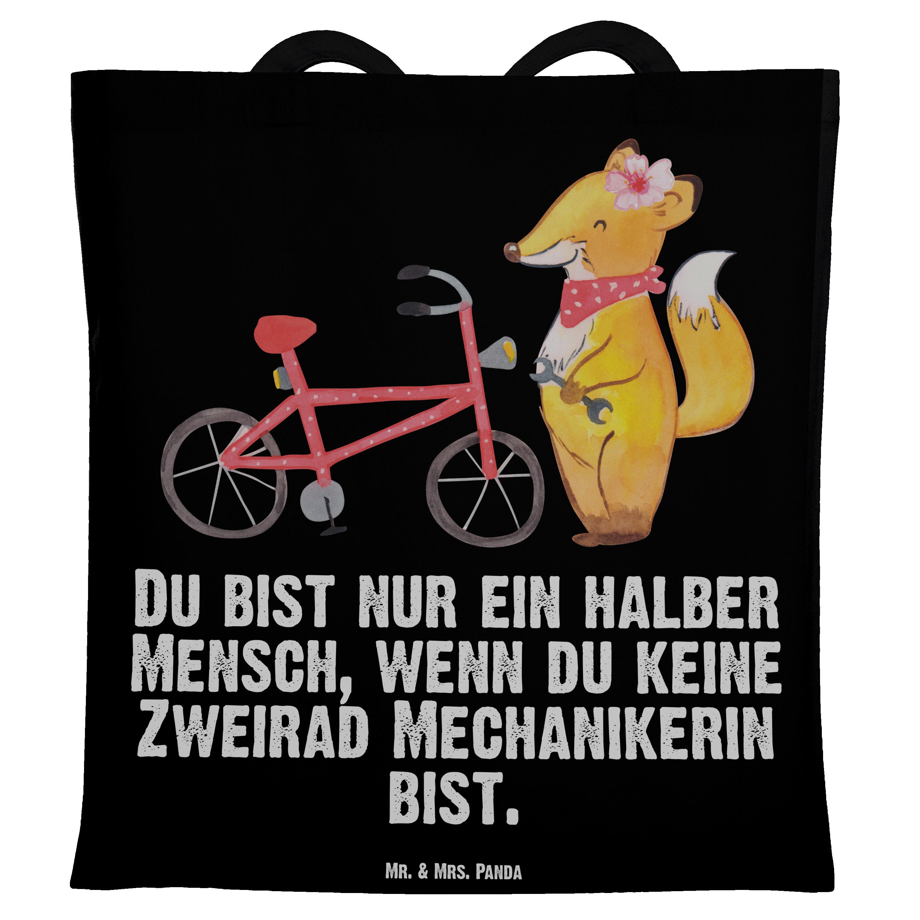 Mechanikerin Zweirad Mrs. mit Geschenk, Panda Beuteltasche, (1-tlg) Ren & Herz Schwarz Tragetasche - - Mr.
