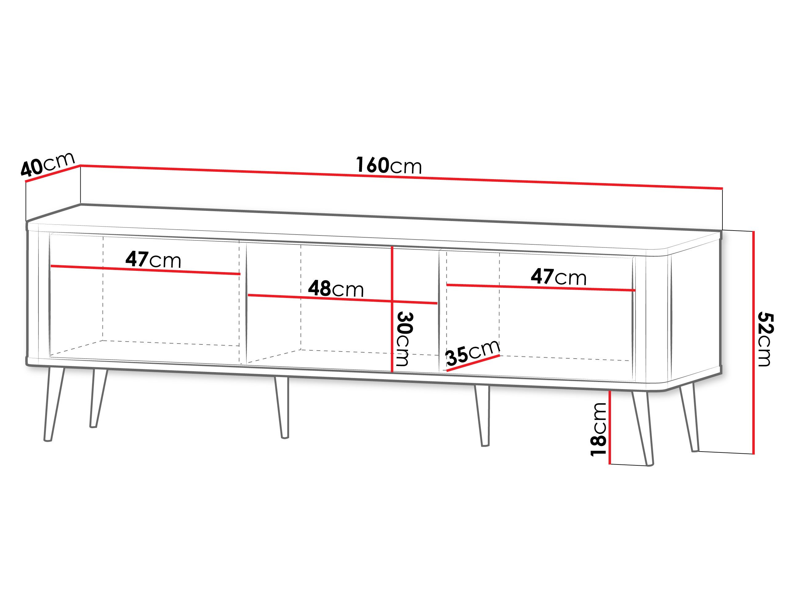 MIRJAN24 TV-Schrank Marly 3K RE13 (mit drei Klappen) 160x40x52 cm