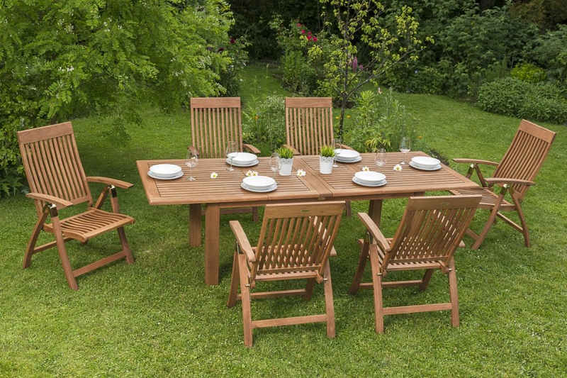 Gartenmöbel Ambiente Garten-Essgruppe Daria, (Set, 6 Sessel, 1 Doppelausziehtisch), klappbar, ausziehbar