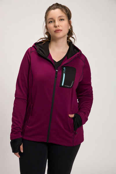 Ulla Popken Sweatjacke HYPRAR Sweatjacke Reflektordruck Kapuze Daumenloch