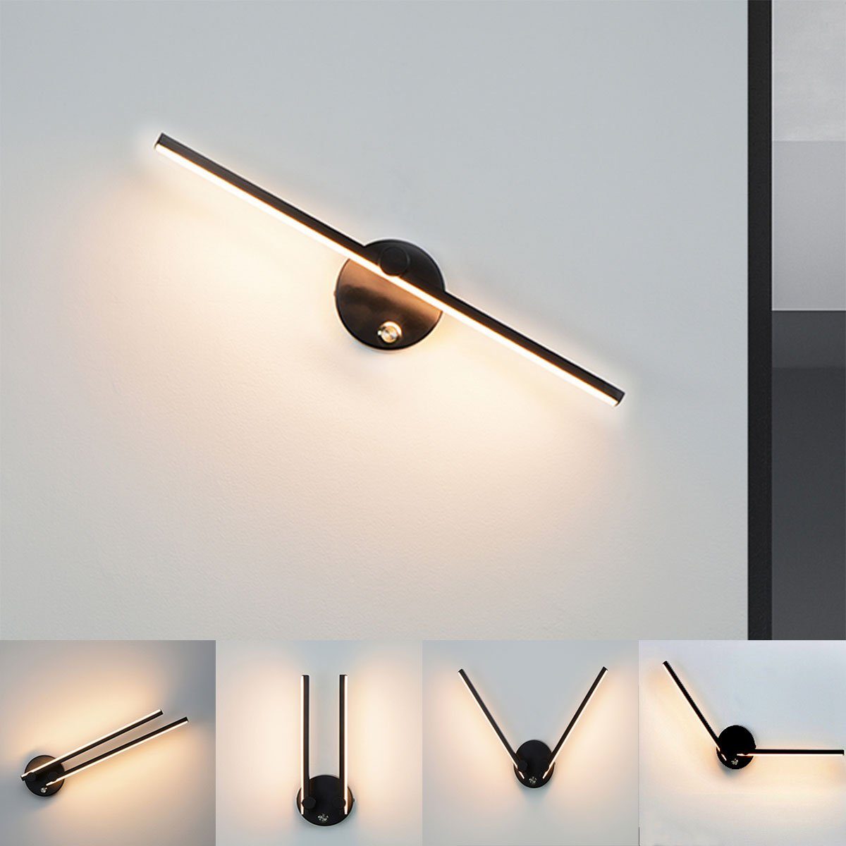 oyajia Wandleuchte LED Wandleuchte, 12W Wand Lichter mit Einstellbar Lampenarm, 53cm, LED fest integriert, Warmweiß, Nordic Wandleuchte 1 Stück