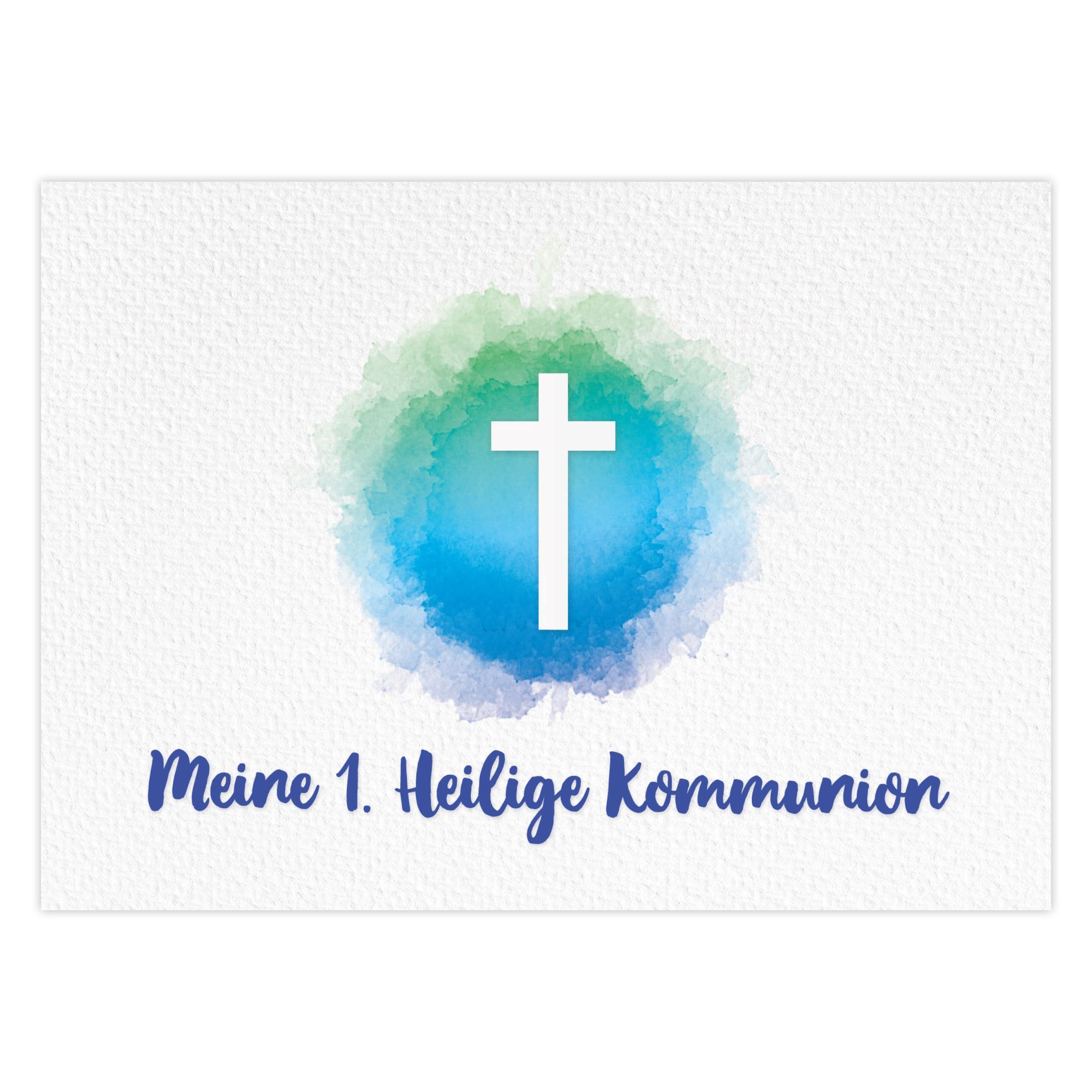 PAPIERDRACHEN Kommunionskarte 12 Einladungskarten zur Kommunion - Einladung zur Heiligen Kommunion, für Mädchen und Jungen -hochwertig gedruckt in DIN A6