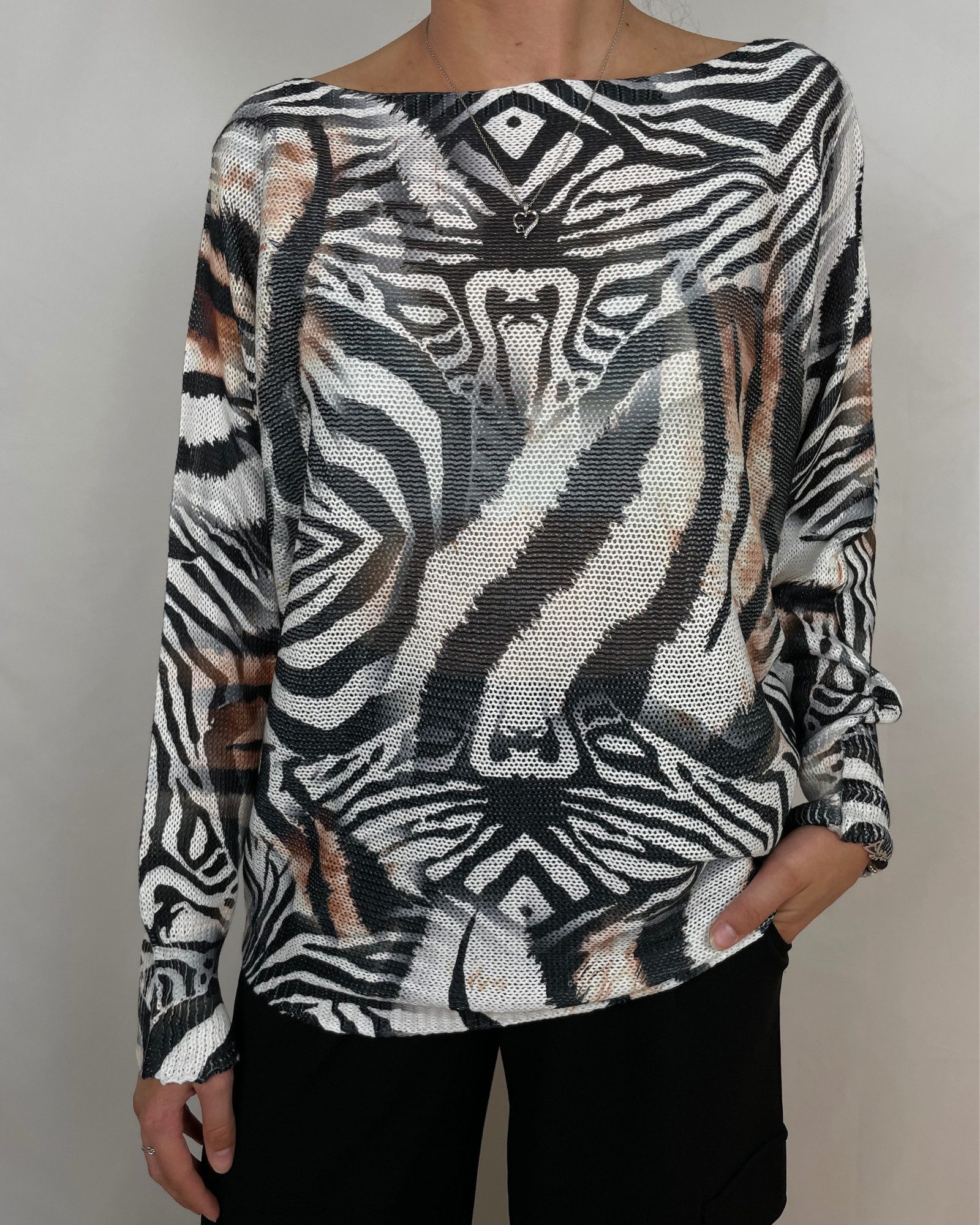 ITALY VIBES Langarmshirt FLAVIA - Langarmshirt mit Tiger-Print - ONE SIZE p günstig online kaufen